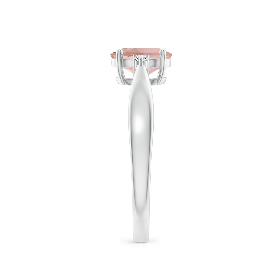 7x5mm AAA Tapered Shank Morganite Solitaire Ring with Diamond Accents in White Gold side 299