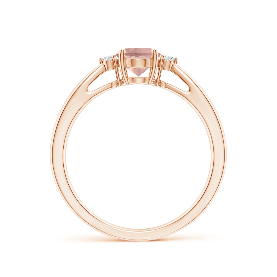 7x5mm AAAA Tapered Shank Morganite Solitaire Ring with Diamond Accents in Rose Gold side 199