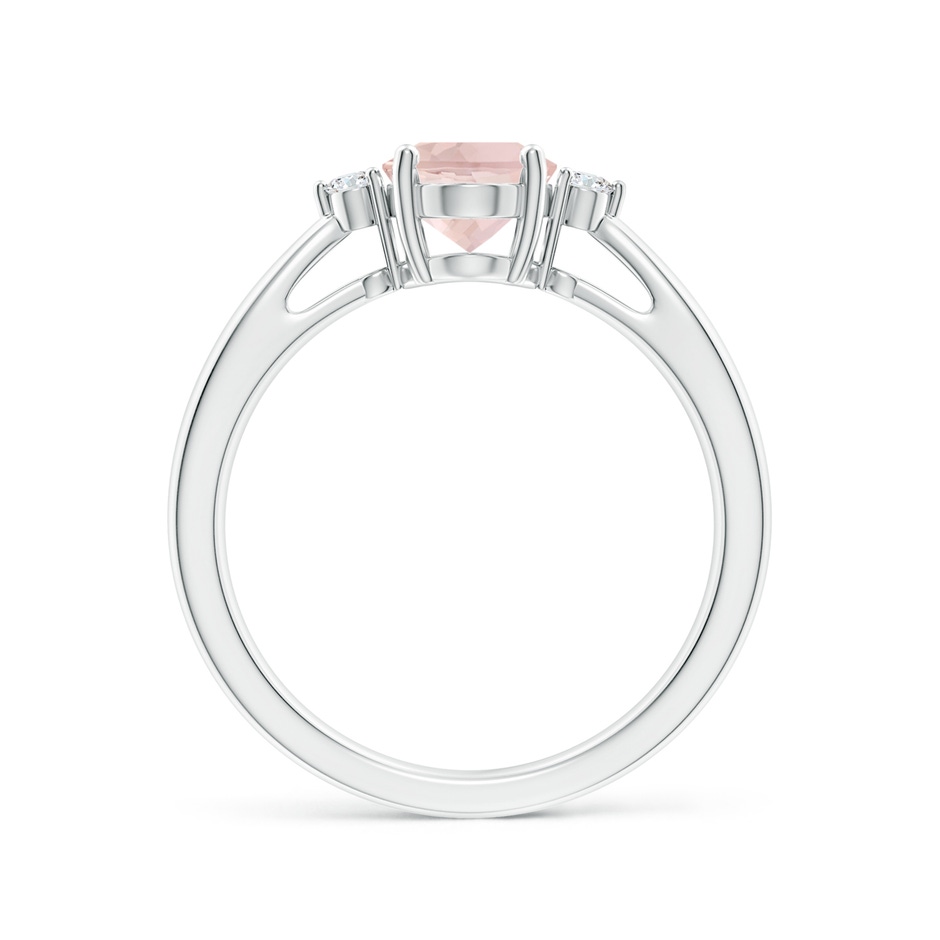 8x6mm A Tapered Shank Morganite Solitaire Ring with Diamond Accents in White Gold side 199