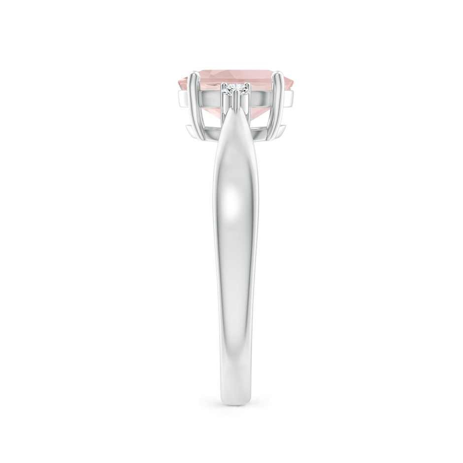 8x6mm A Tapered Shank Morganite Solitaire Ring with Diamond Accents in White Gold side 299
