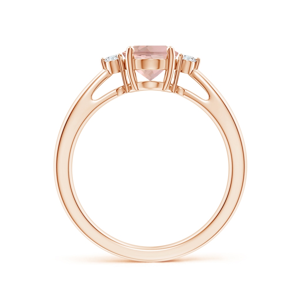 8x6mm AAA Tapered Shank Morganite Solitaire Ring with Diamond Accents in Rose Gold Side 199