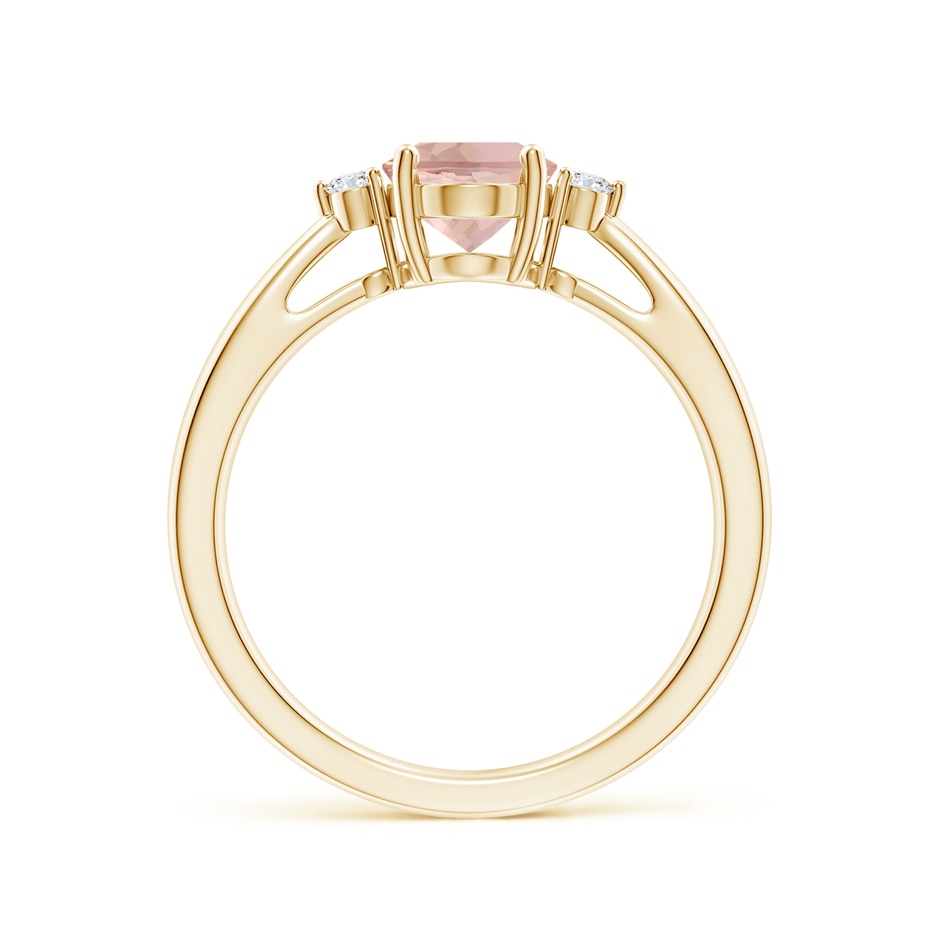 8x6mm AAA Tapered Shank Morganite Solitaire Ring with Diamond Accents in Yellow Gold side 199