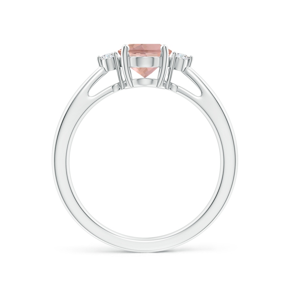 8x6mm AAAA Tapered Shank Morganite Solitaire Ring with Diamond Accents in White Gold side 199