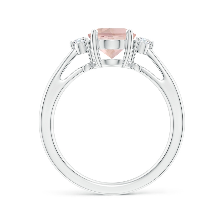 9x7mm AA Tapered Shank Morganite Solitaire Ring with Diamond Accents in P950 Platinum side 199