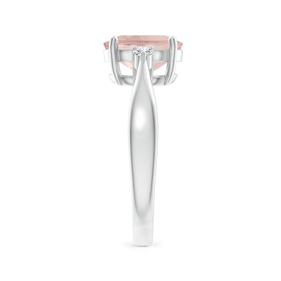 9x7mm AA Tapered Shank Morganite Solitaire Ring with Diamond Accents in P950 Platinum side 299