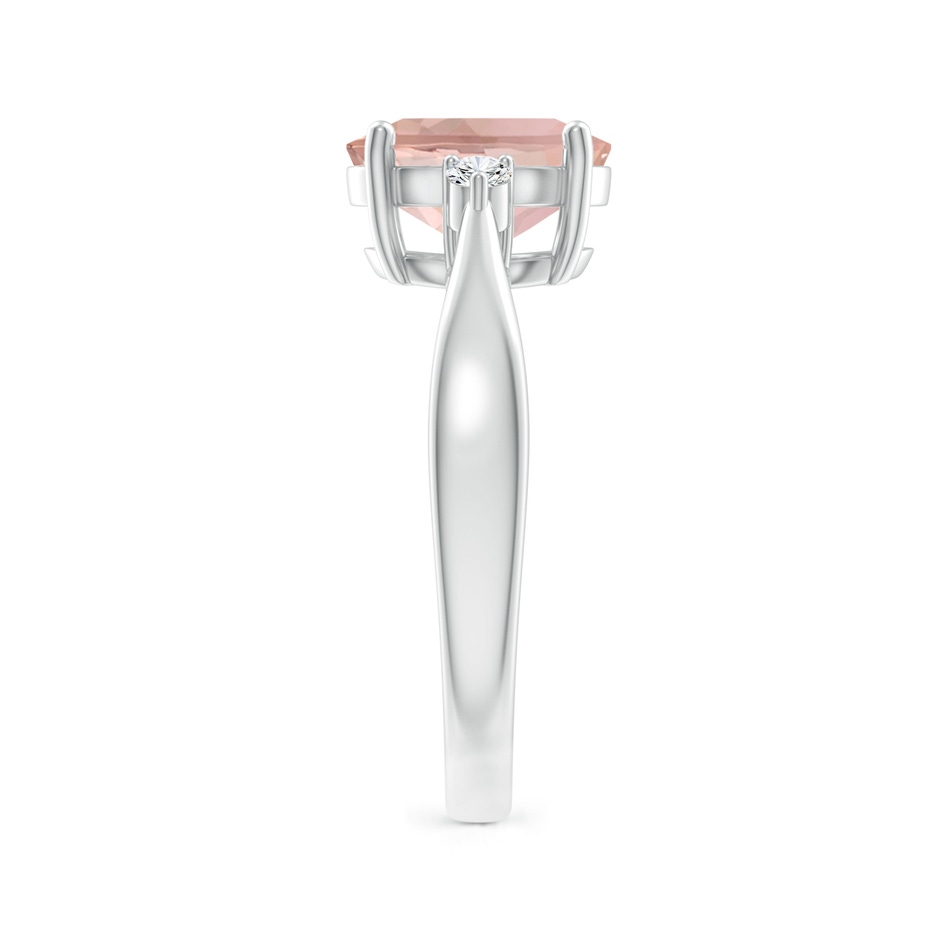 9x7mm AAA Tapered Shank Morganite Solitaire Ring with Diamond Accents in P950 Platinum side 299