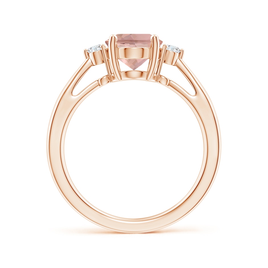 9x7mm AAAA Tapered Shank Morganite Solitaire Ring with Diamond Accents in Rose Gold side 199