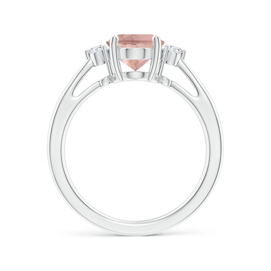 9x7mm AAAA Tapered Shank Morganite Solitaire Ring with Diamond Accents in White Gold side 199