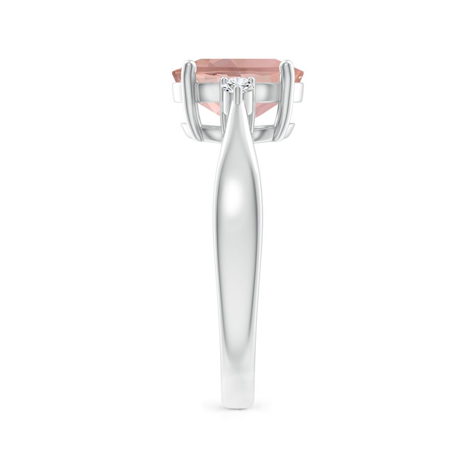 9x7mm AAAA Tapered Shank Morganite Solitaire Ring with Diamond Accents in White Gold side 299