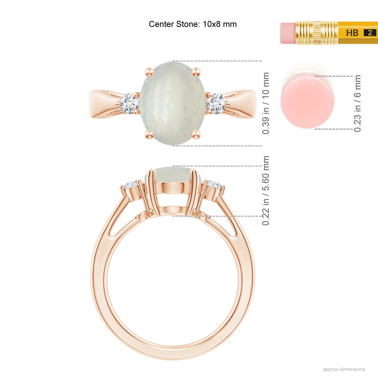 A - Moonstone / 2.59 CT / 14 KT Rose Gold