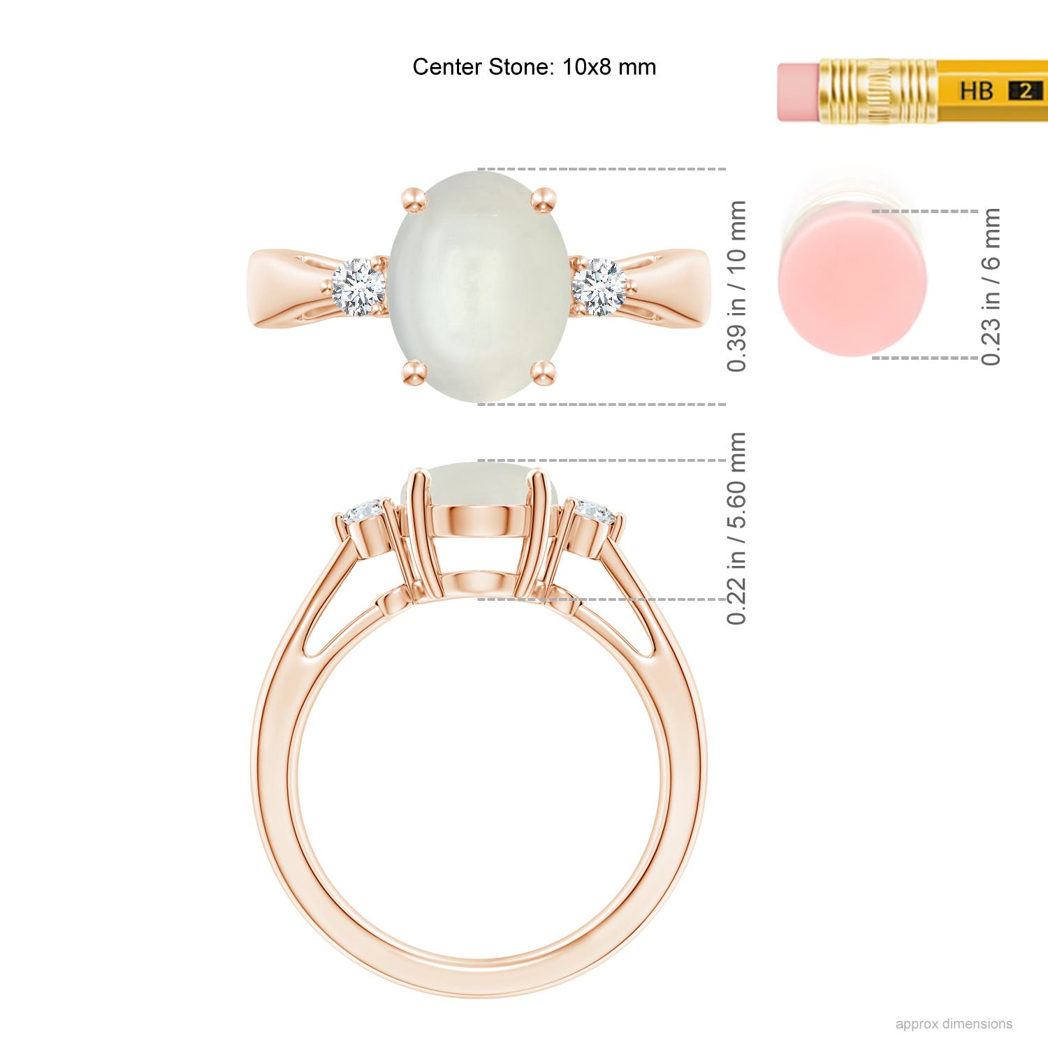 AAAA - Moonstone / 2.59 CT / 14 KT Rose Gold