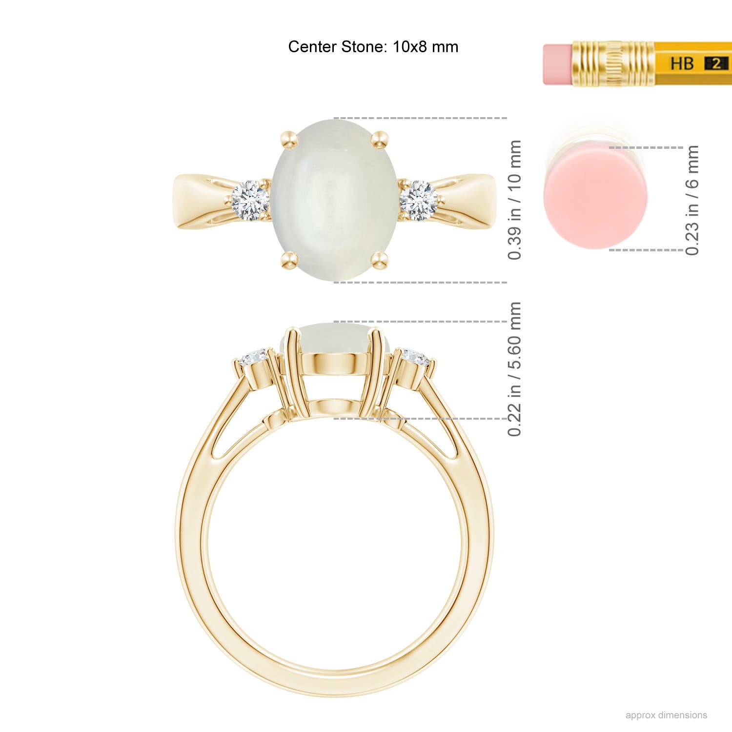 AAAA - Moonstone / 2.59 CT / 14 KT Yellow Gold