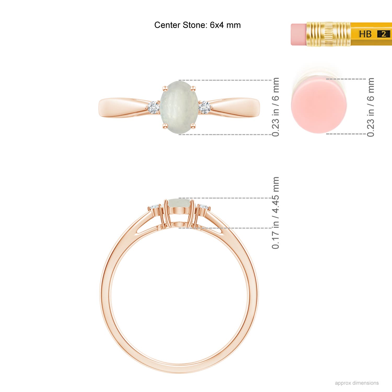 A - Moonstone / 0.4 CT / 14 KT Rose Gold