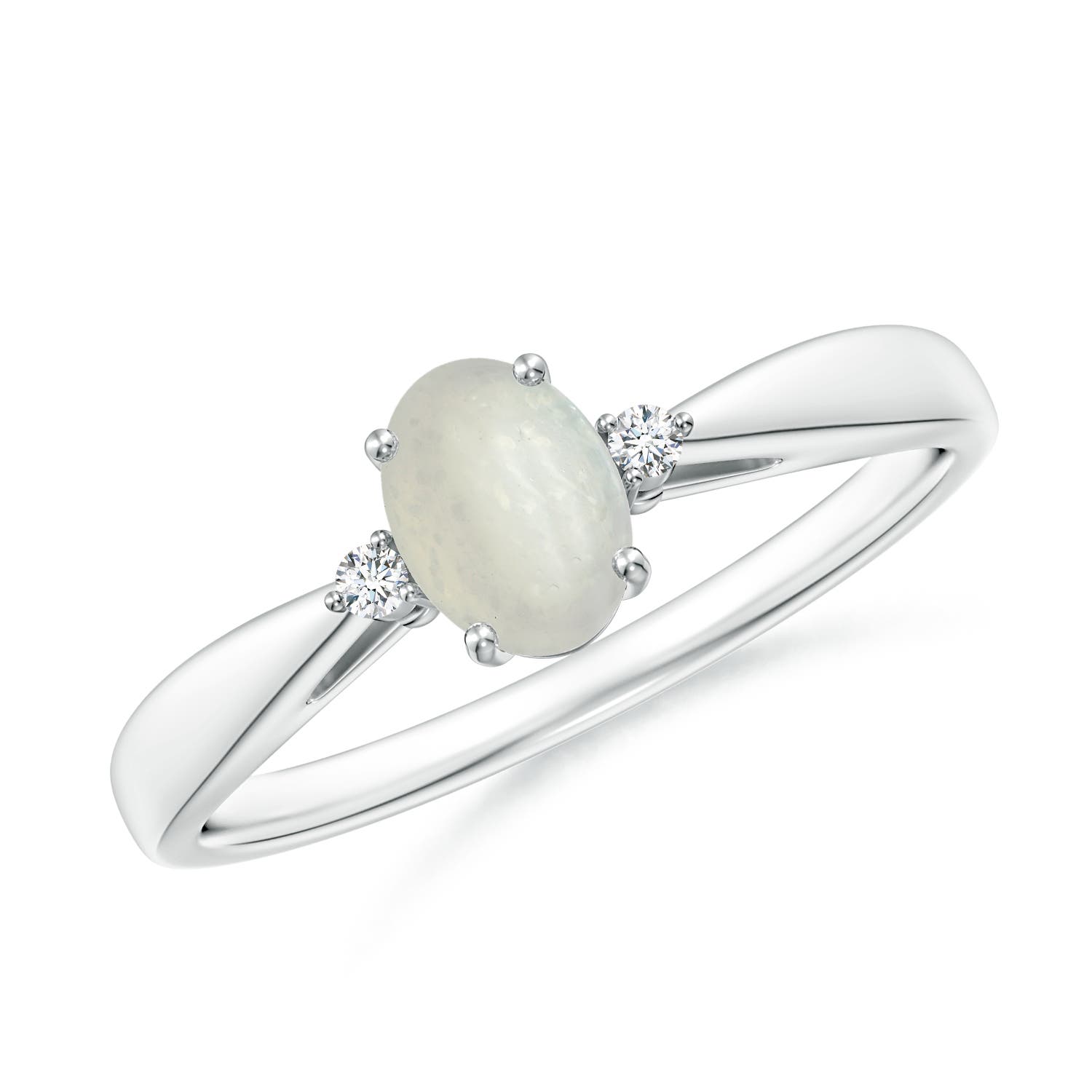 A - Moonstone / 0.4 CT / 14 KT White Gold