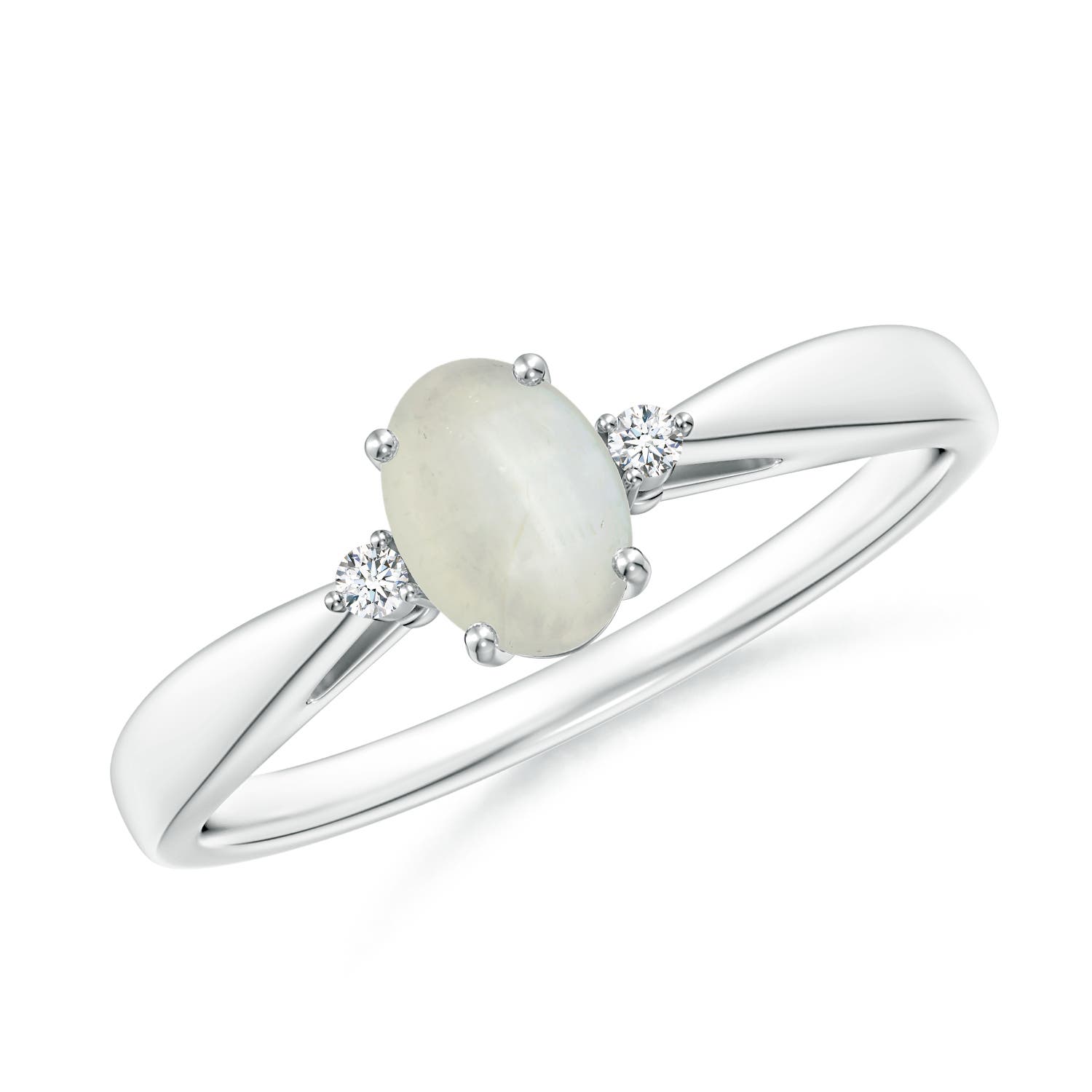 AA - Moonstone / 0.4 CT / 14 KT White Gold