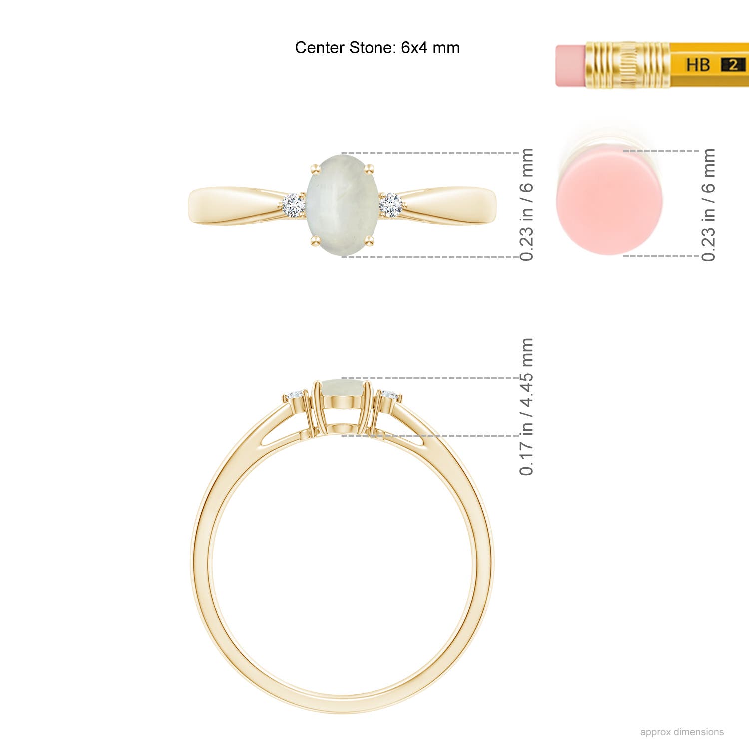 AA - Moonstone / 0.4 CT / 14 KT Yellow Gold