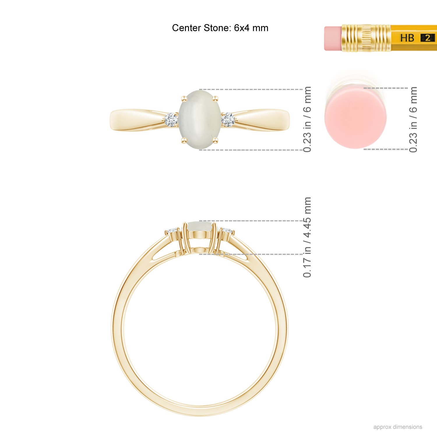 AAA - Moonstone / 0.4 CT / 14 KT Yellow Gold