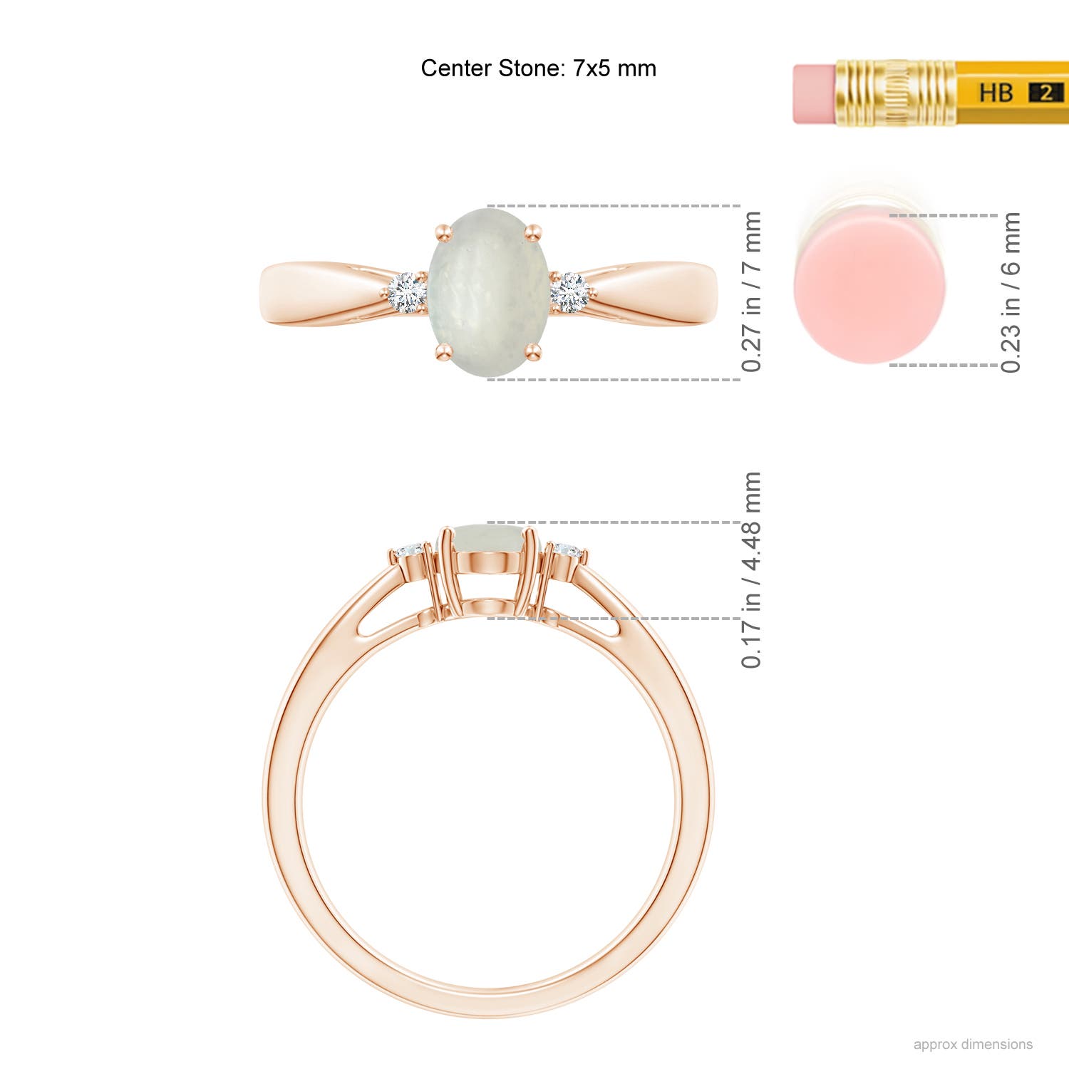 A - Moonstone / 0.72 CT / 14 KT Rose Gold