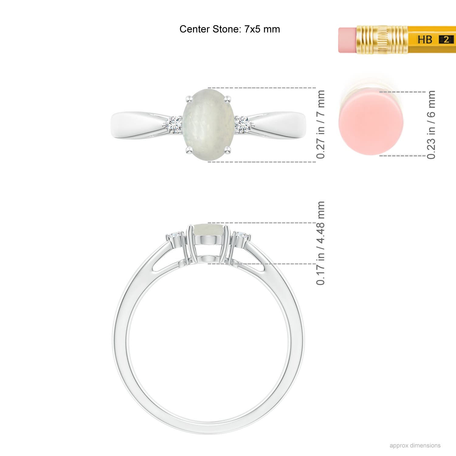 A - Moonstone / 0.72 CT / 14 KT White Gold