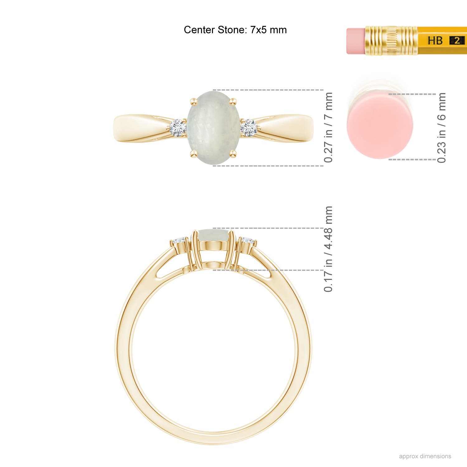 A - Moonstone / 0.72 CT / 14 KT Yellow Gold