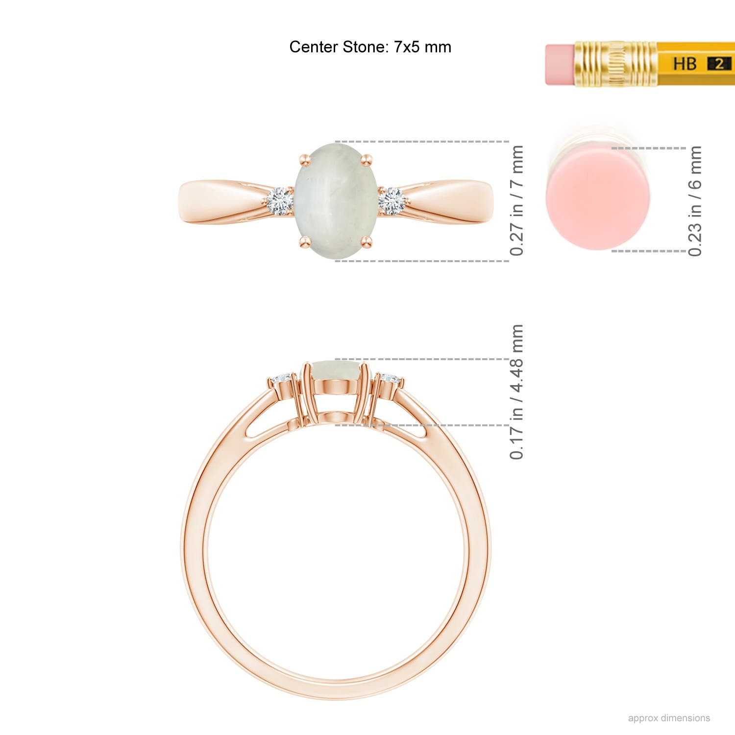 AA - Moonstone / 0.72 CT / 14 KT Rose Gold