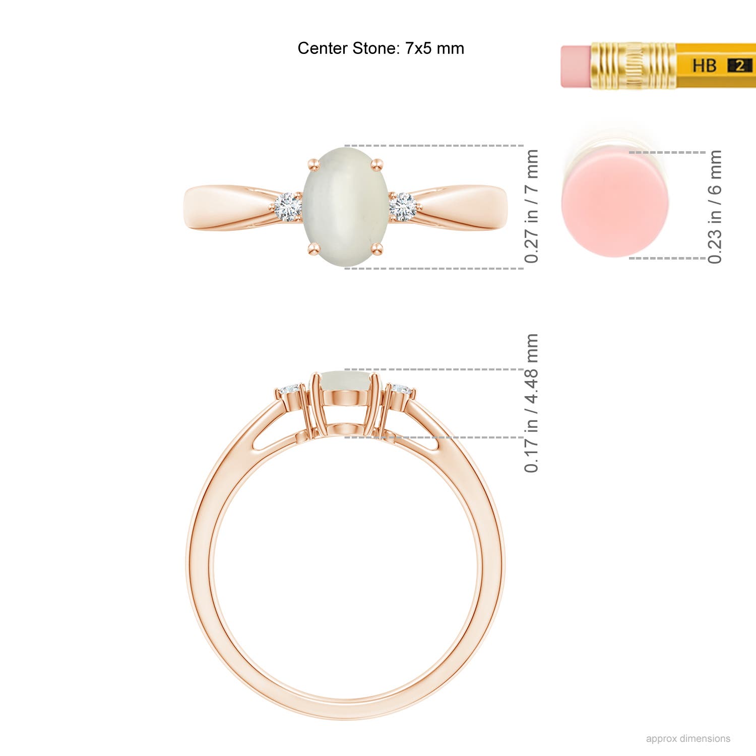 AAA - Moonstone / 0.72 CT / 14 KT Rose Gold