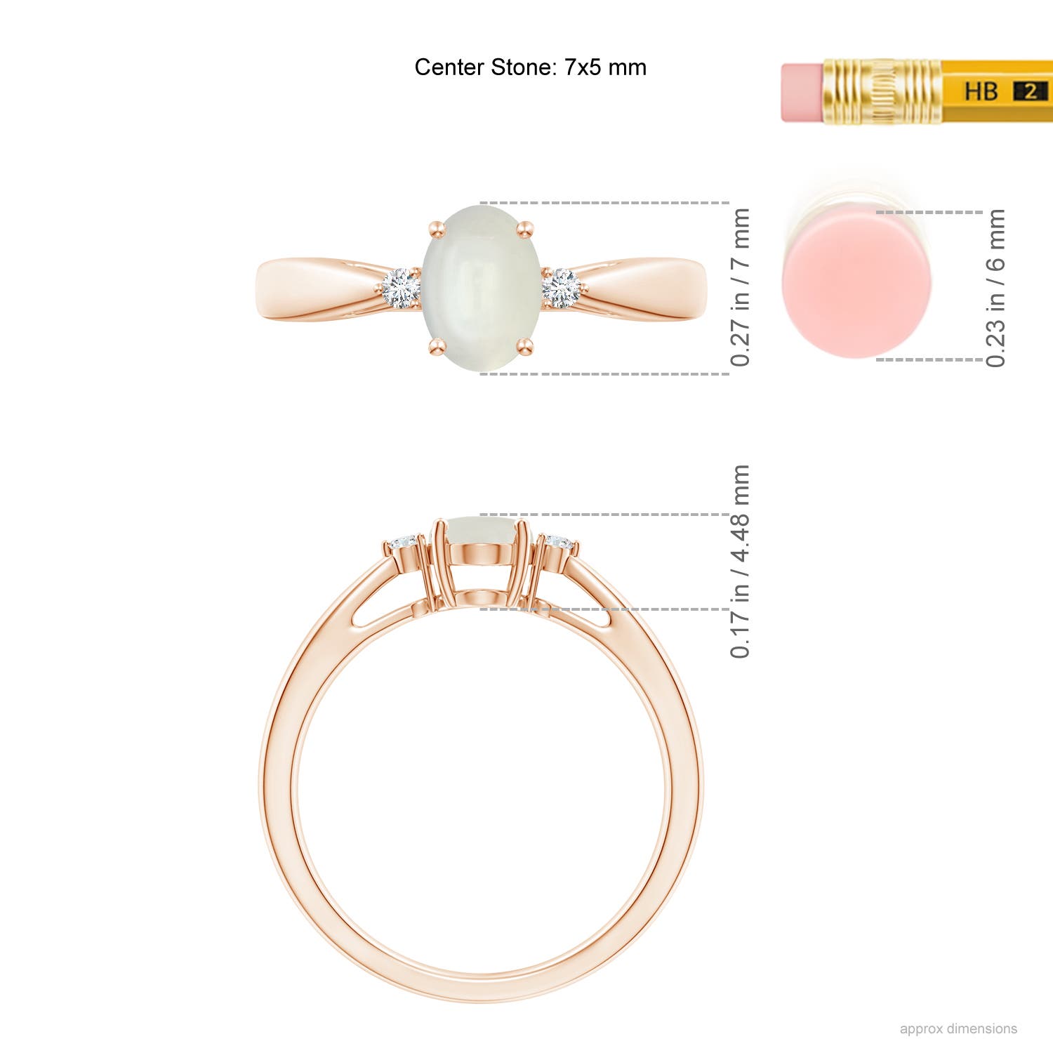 AAAA - Moonstone / 0.72 CT / 14 KT Rose Gold