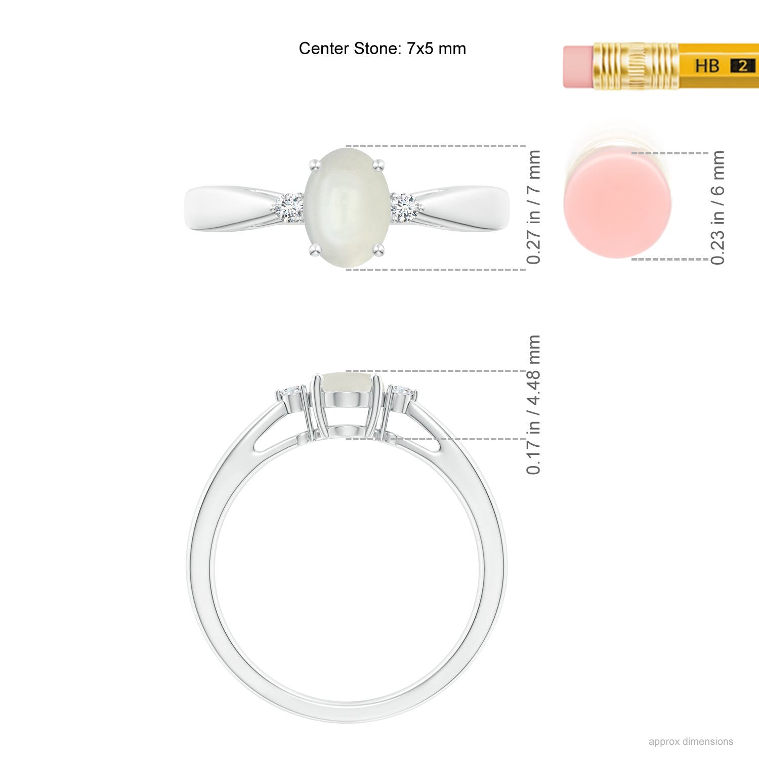 AAAA - Moonstone / 0.72 CT / 14 KT White Gold