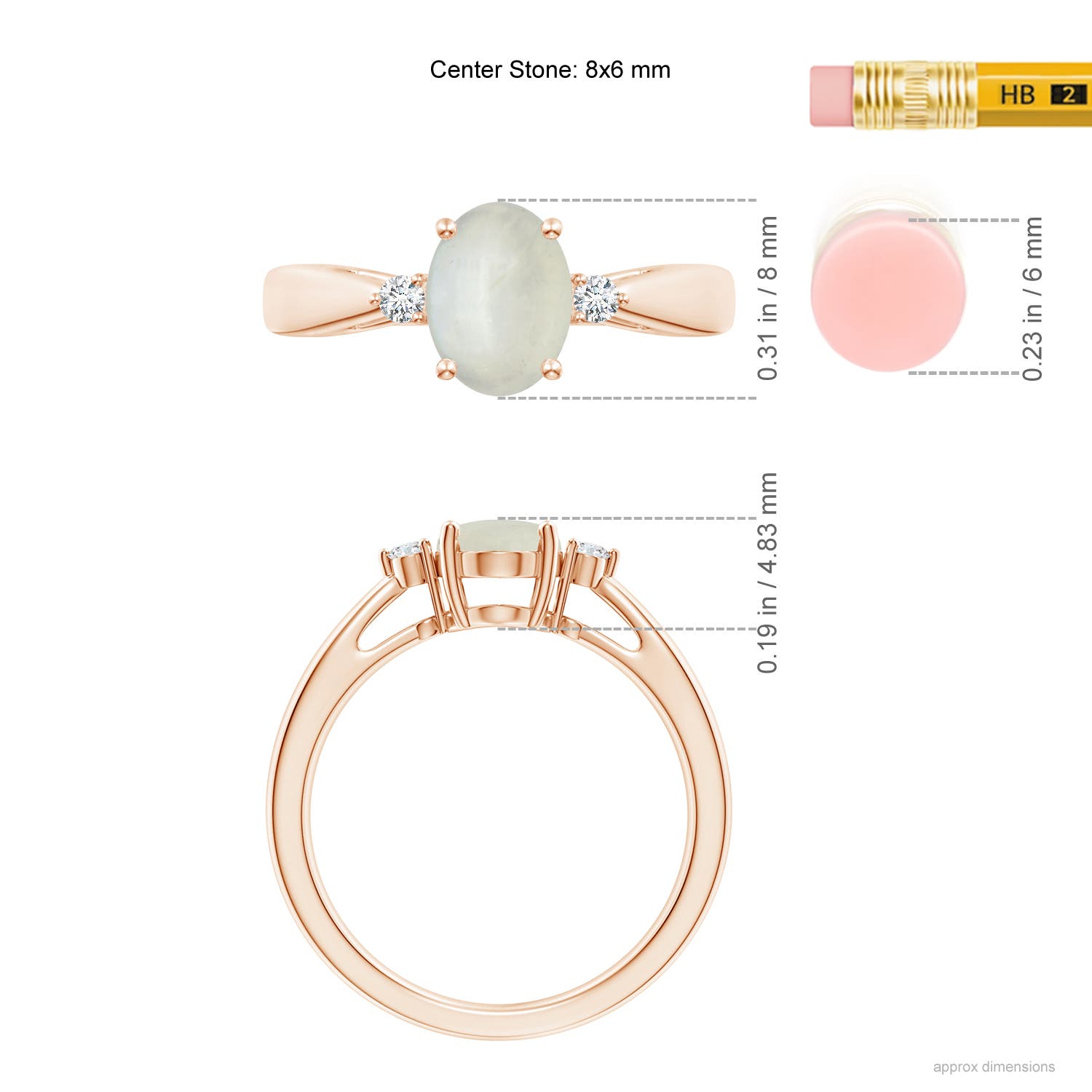 AA - Moonstone / 1.16 CT / 14 KT Rose Gold