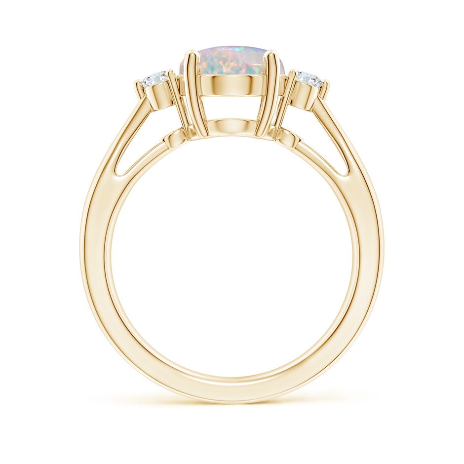10x8mm AAAA Tapered Shank Opal Solitaire Ring with Diamond Accents in 18K Yellow Gold side 199