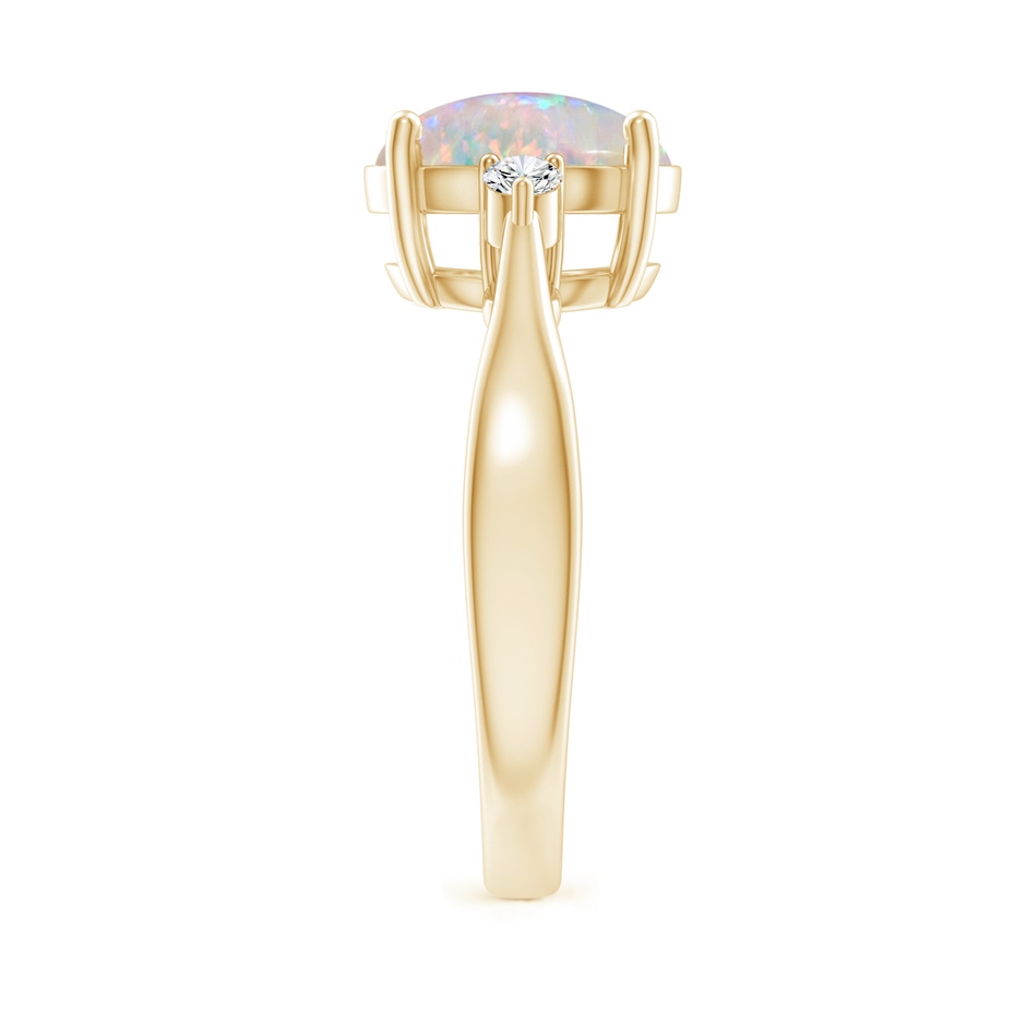 10x8mm AAAA Tapered Shank Opal Solitaire Ring with Diamond Accents in 18K Yellow Gold side 299
