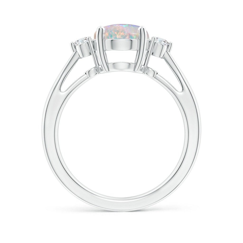 10x8mm AAAA Tapered Shank Opal Solitaire Ring with Diamond Accents in P950 Platinum Side-1