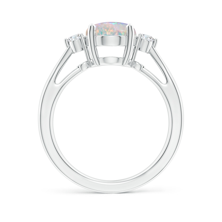 10x8mm AAAA Tapered Shank Opal Solitaire Ring with Diamond Accents in P950 Platinum side 199