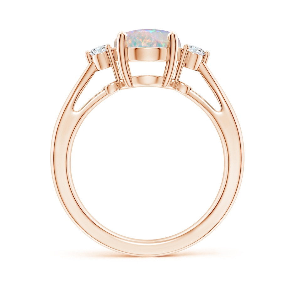 10x8mm AAAA Tapered Shank Opal Solitaire Ring with Diamond Accents in Rose Gold side 199