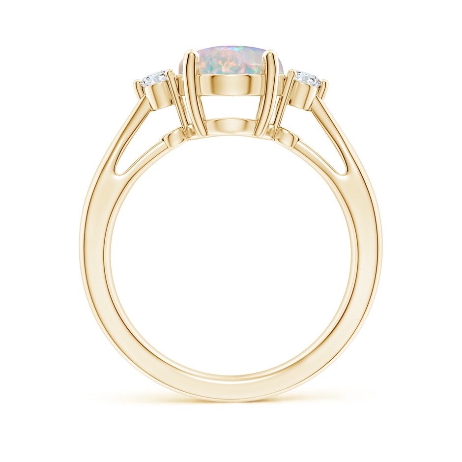 10x8mm AAAA Tapered Shank Opal Solitaire Ring with Diamond Accents in Yellow Gold side-1