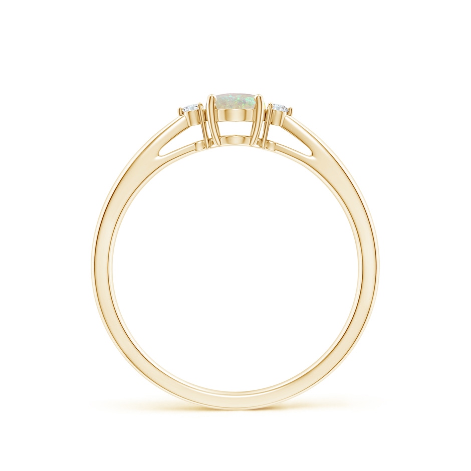 6x4mm AAA Tapered Shank Opal Solitaire Ring with Diamond Accents in Yellow Gold side 199