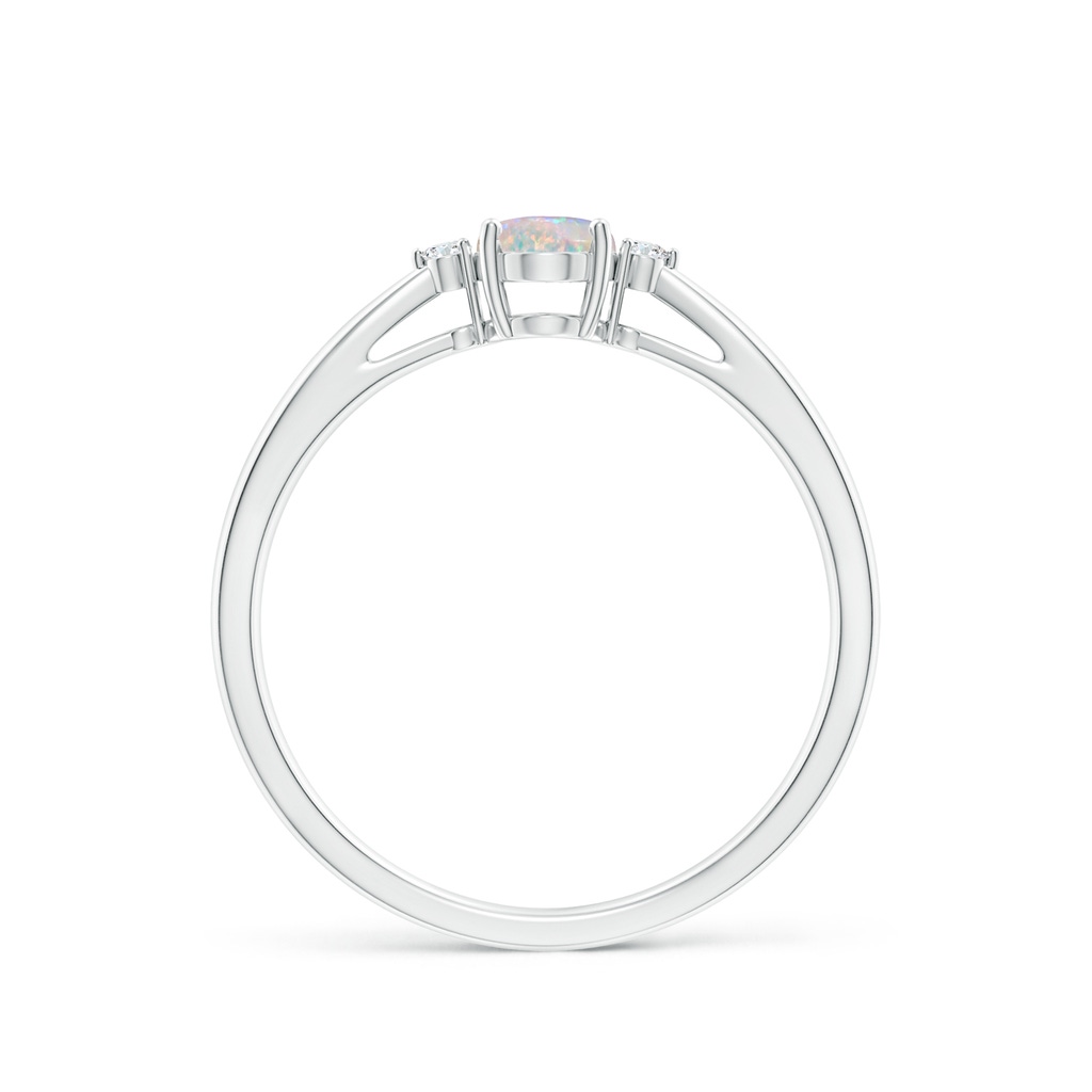 6x4mm AAAA Tapered Shank Opal Solitaire Ring with Diamond Accents in P950 Platinum Side-1