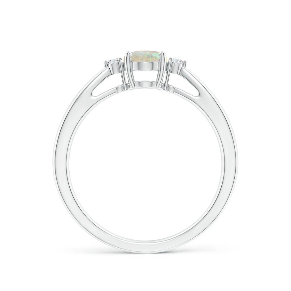 7x5mm AAA Tapered Shank Opal Solitaire Ring with Diamond Accents in 10K White Gold side 199