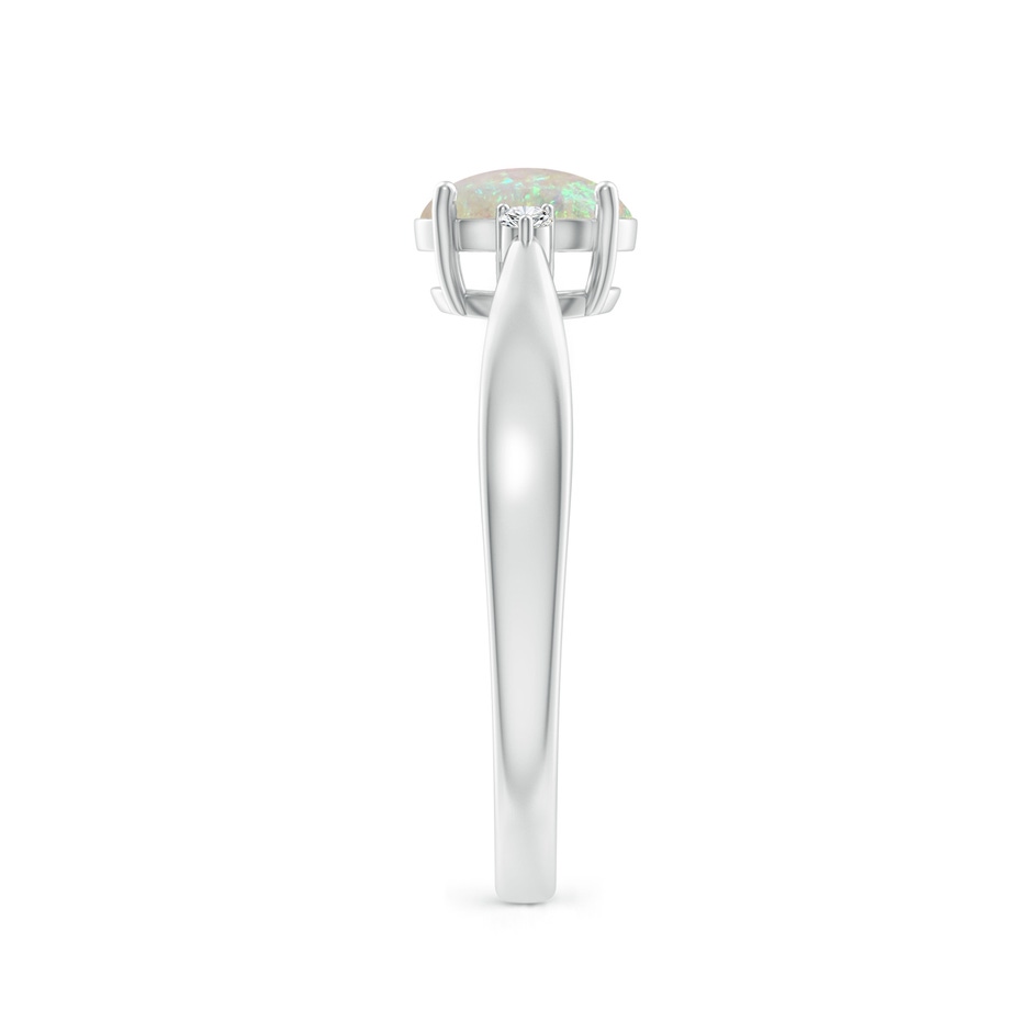 7x5mm AAA Tapered Shank Opal Solitaire Ring with Diamond Accents in 10K White Gold side 299