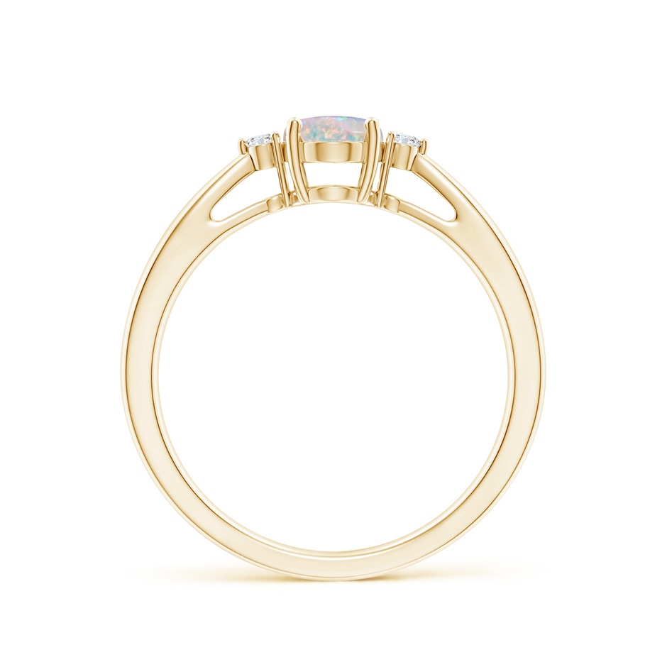 7x5mm AAAA Tapered Shank Opal Solitaire Ring with Diamond Accents in Yellow Gold side 199