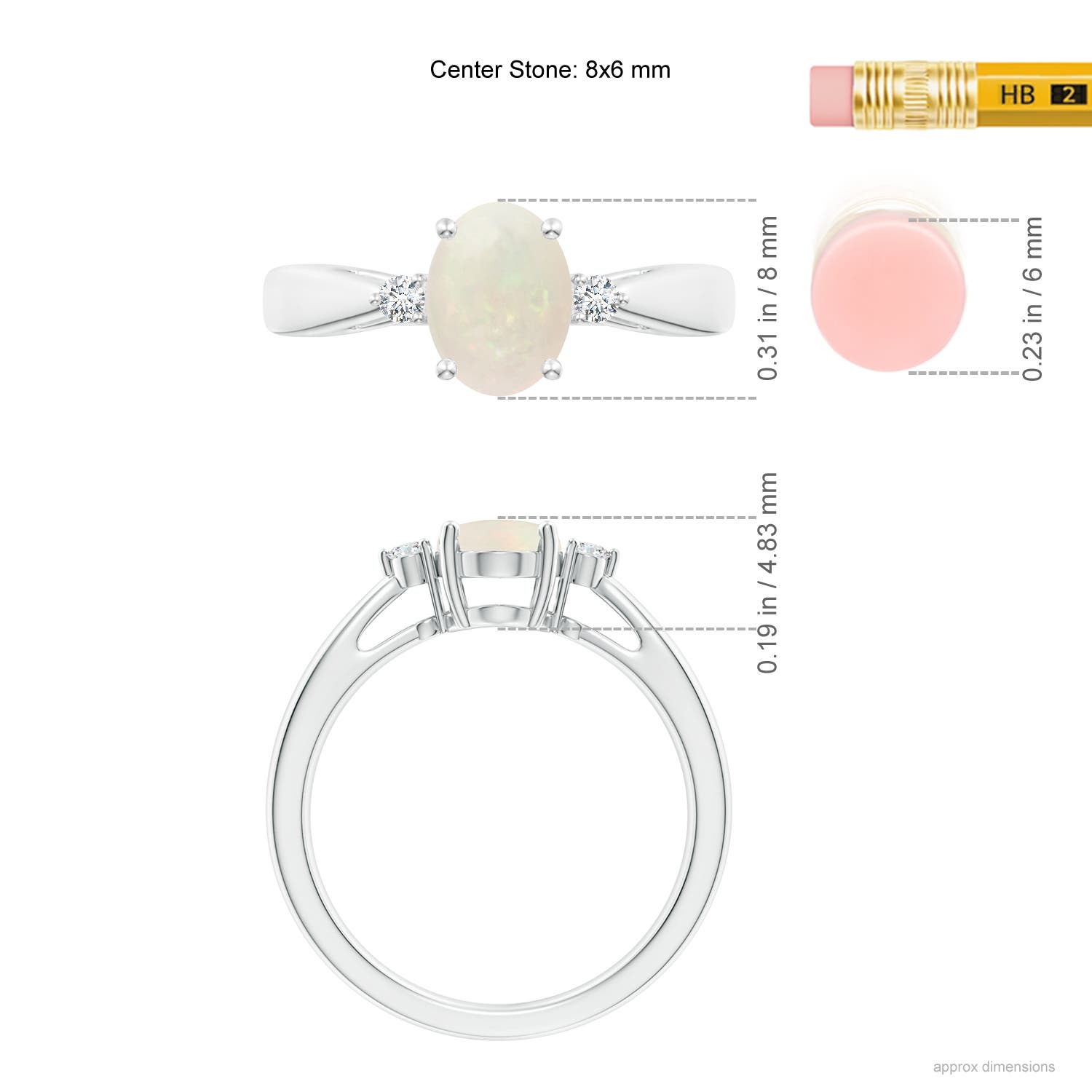 A - Opal / 0.86 CT / 14 KT White Gold