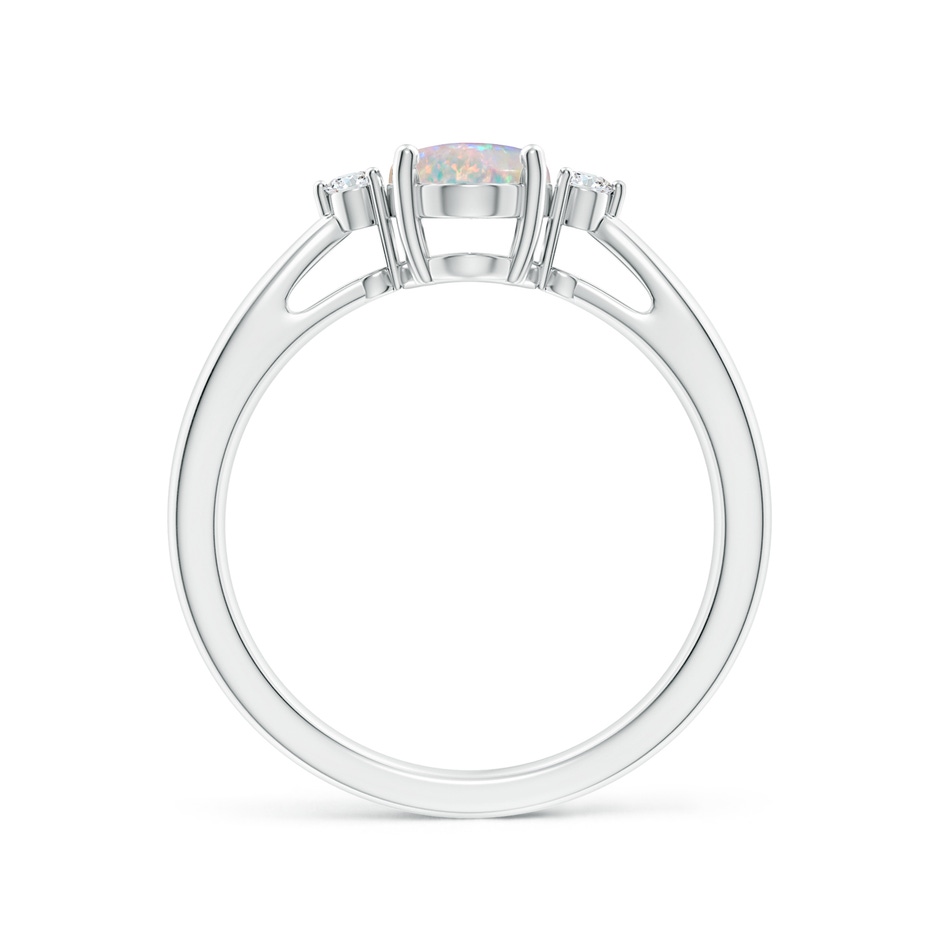 8x6mm AAAA Tapered Shank Opal Solitaire Ring with Diamond Accents in White Gold side-1