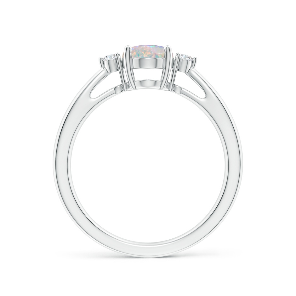 8x6mm AAAA Tapered Shank Opal Solitaire Ring with Diamond Accents in White Gold side 199