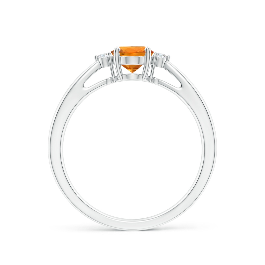 7x5mm AAA Tapered Shank Orange Sapphire Solitaire Ring with Diamonds in White Gold Side 1