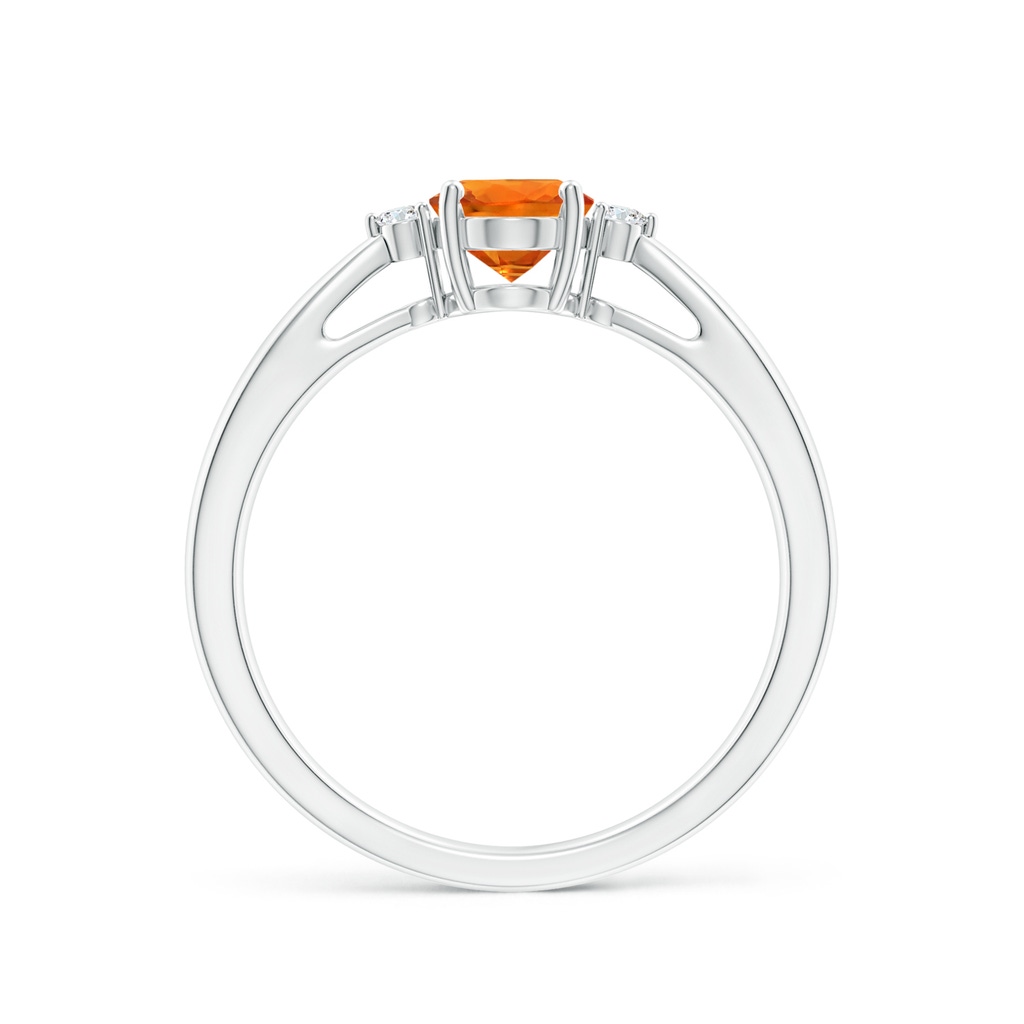 7x5mm AAAA Tapered Shank Orange Sapphire Solitaire Ring with Diamonds in White Gold Side 1