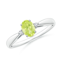 Side Stones Platinum Peridot Rings
