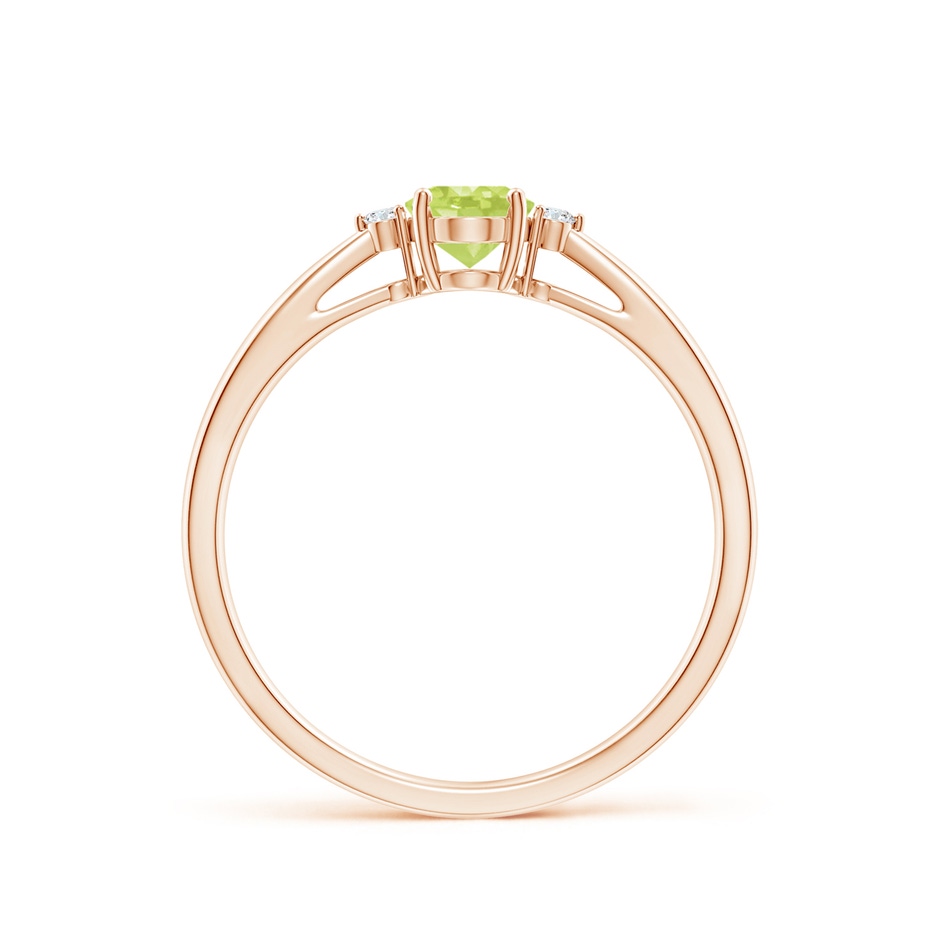 6x4mm A Tapered Shank Peridot Solitaire Ring with Diamond Accents in Rose Gold side 199