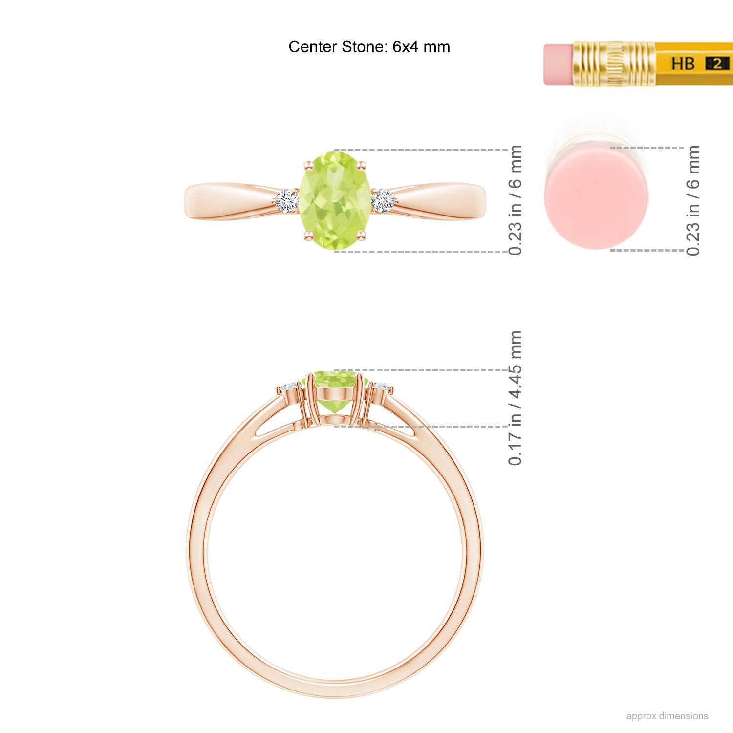 A - Peridot / 0.51 CT / 14 KT Rose Gold