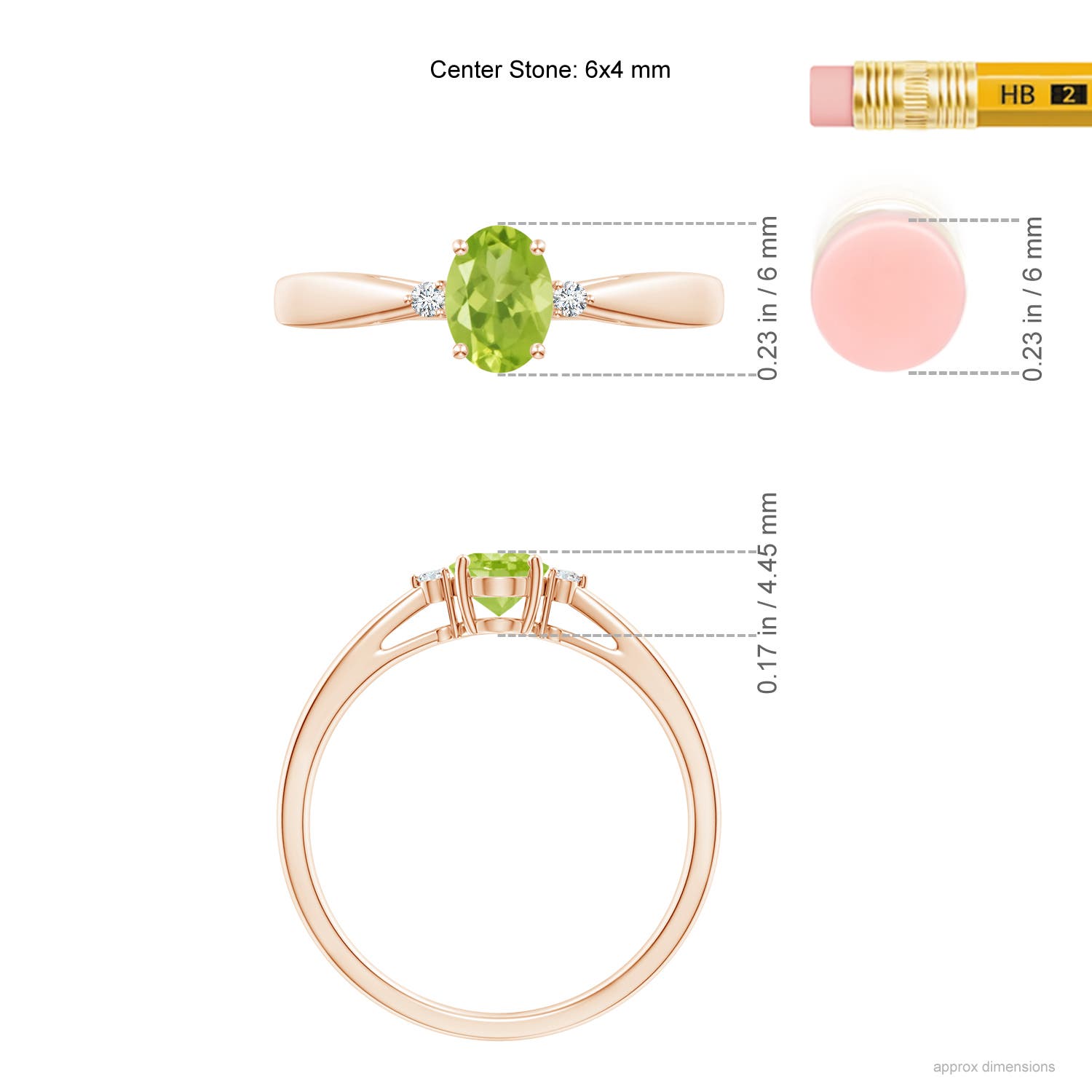 AA - Peridot / 0.51 CT / 14 KT Rose Gold