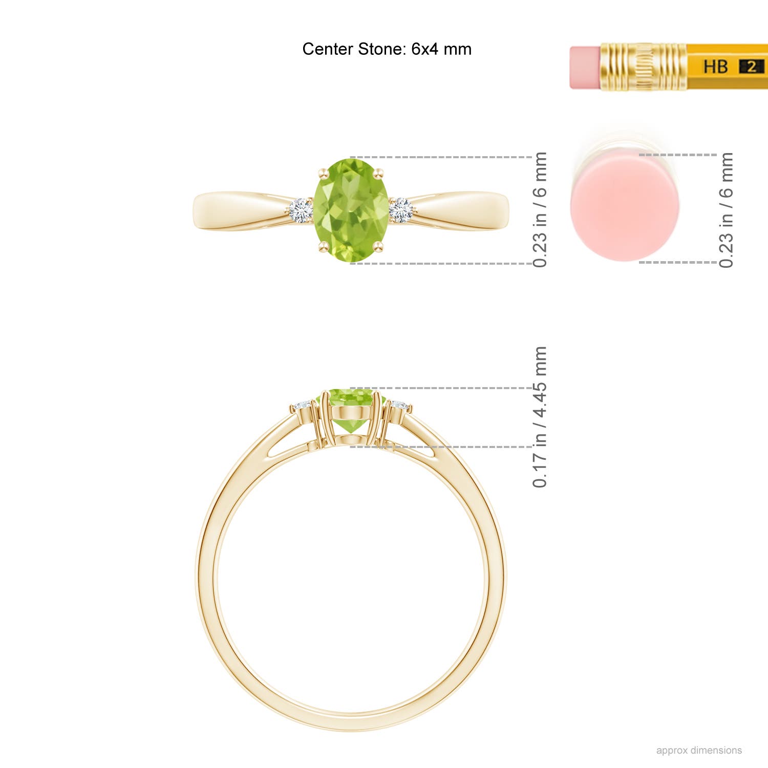 AA - Peridot / 0.51 CT / 14 KT Yellow Gold